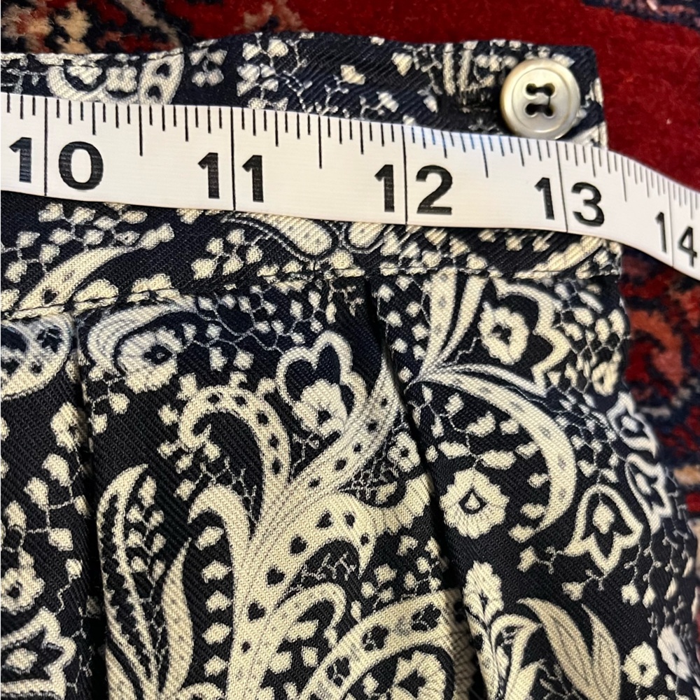 Liz Claiborne Paisley Midi Skirt Navy Blue White Size 6 Petite - Picture 6 of 7